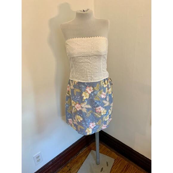 Jennifer Moore VTG y2k 90s 2000s Floral Wrap Skort Tie Skirt Tropical 6 Cotton - Picture 12 of 16